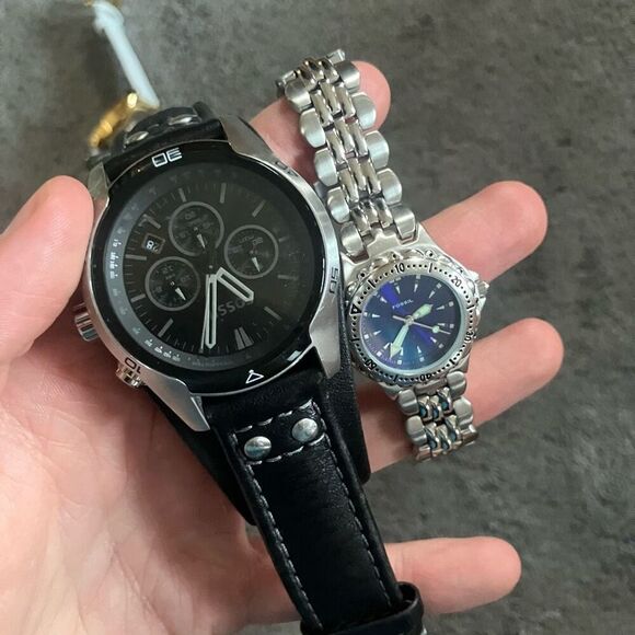 INVICTA & FOSSIL HIGH END WATCH LOT SILVER BLUE GOLD (4) - Picture 5 of 6